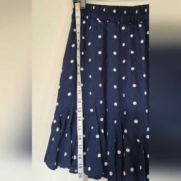 LOFT Navy A-Line Skirt with White Polka Dots - Picture 2 of 5
